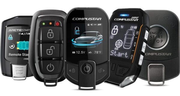 An assortment of remote start fobs