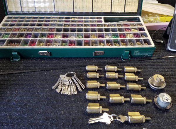rekeying multiple commercial-grade deadbolt locks to work with the same key