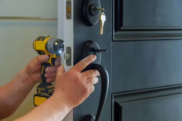 residential deadbolt and thumb-latch handleset installation