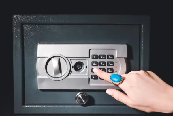 small fireproof safe with an electronic keypad